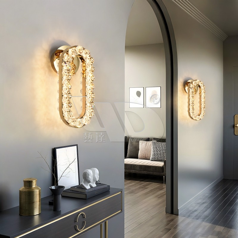 Golden Oval Shape Wall Light