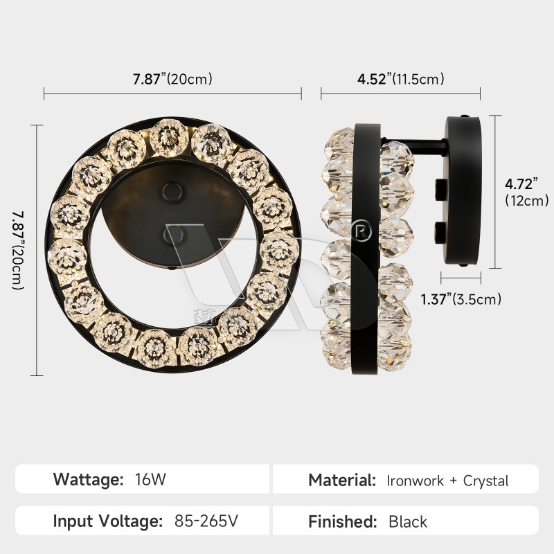 Matt-Black Ball Wall Light