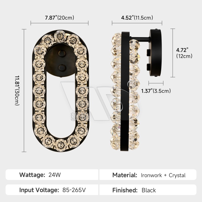 Matt-Black Oval Wall Light