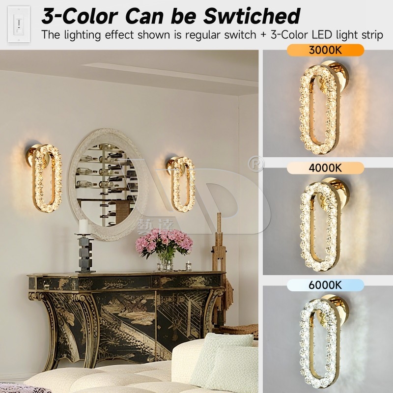 Golden Oval Shape Wall Light
