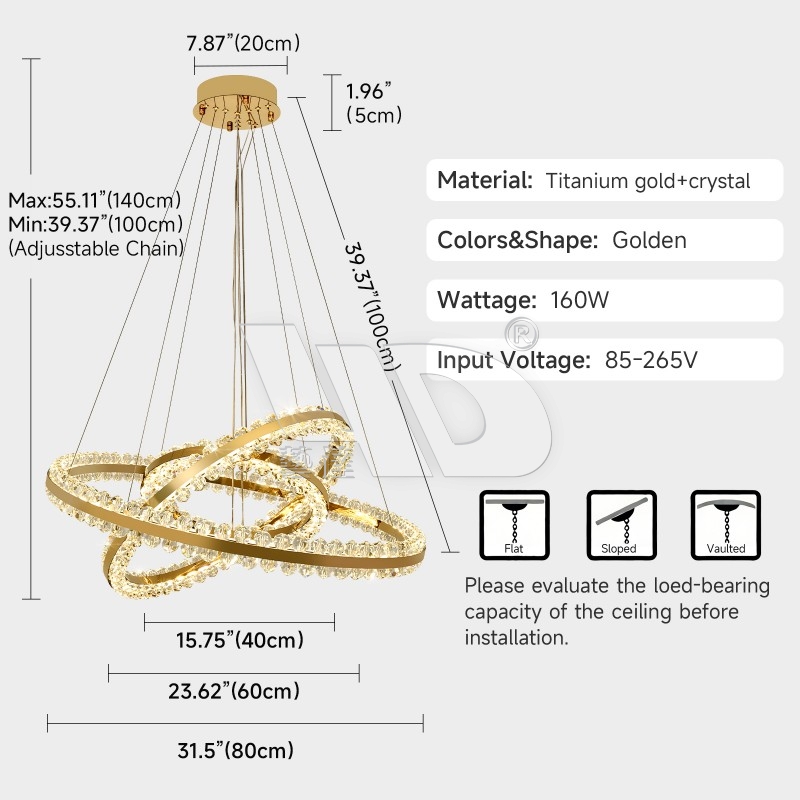 Glass Chandelier (6 Rings)