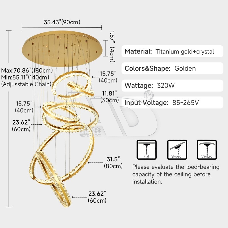 Six Circle Rings Chandelier