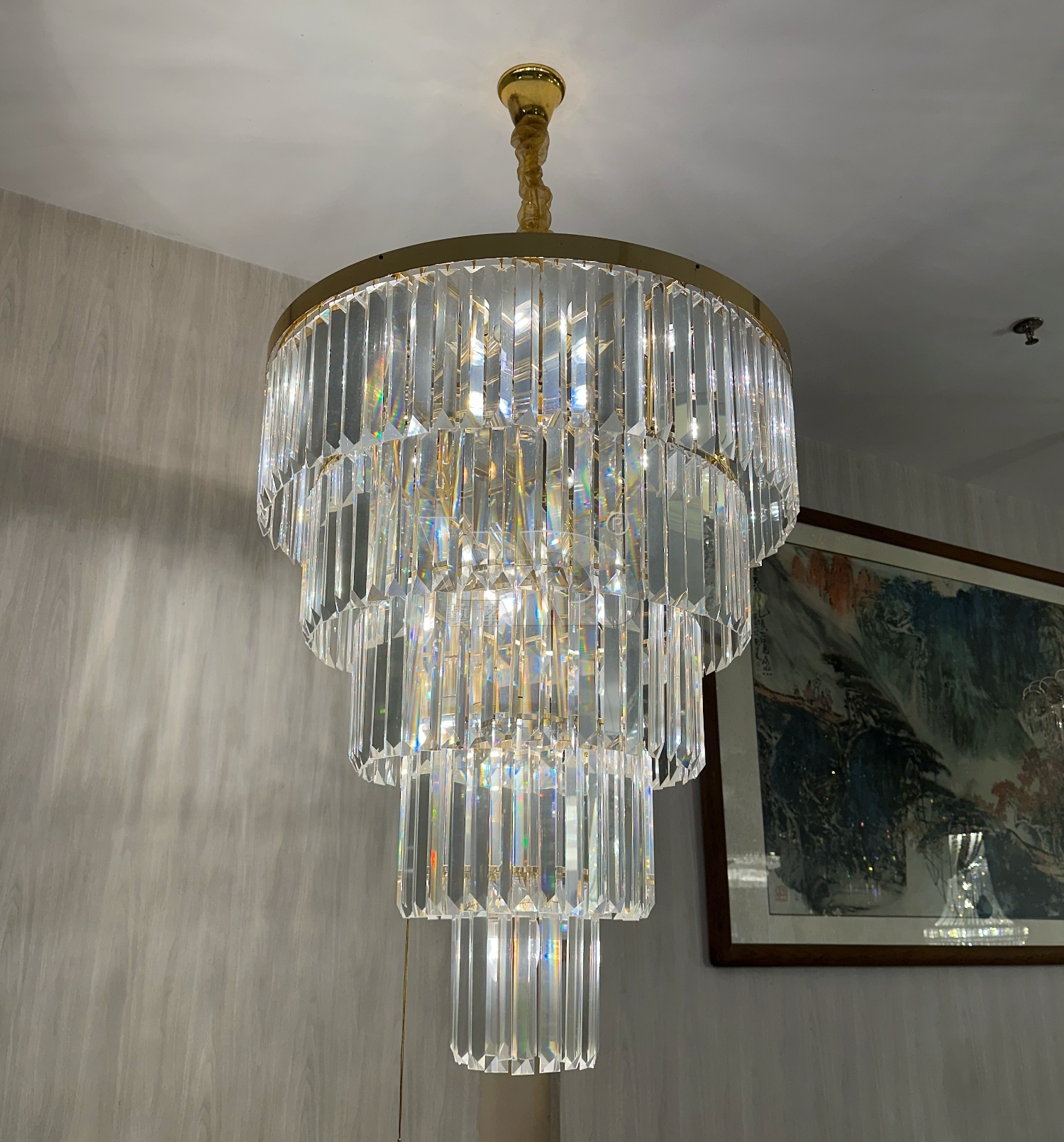 Transparent  Cascade Crystal Pendant lamp