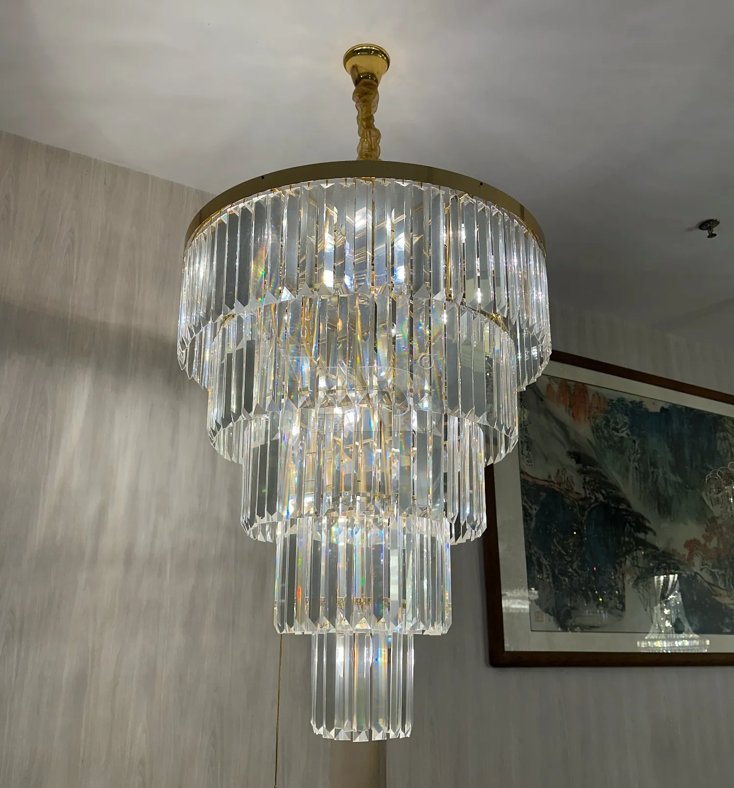 Transparent  Cascade Crystal Pendant lamp