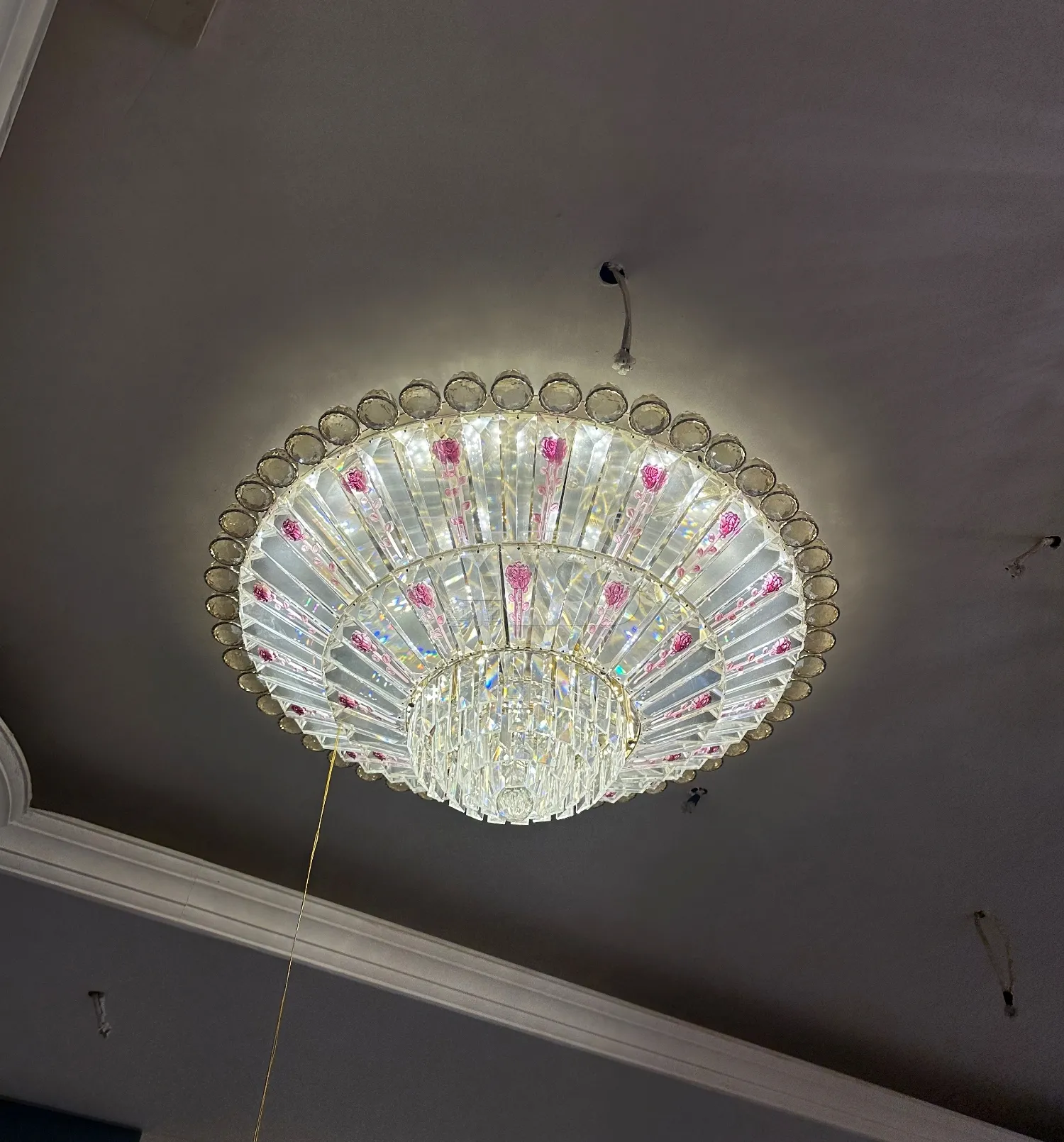 Pink Rose Radiant Crystal Ceiling Light