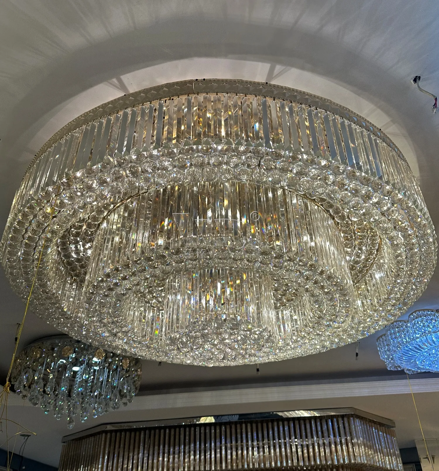 Grand Layered Ring Crystal Ceiling Light