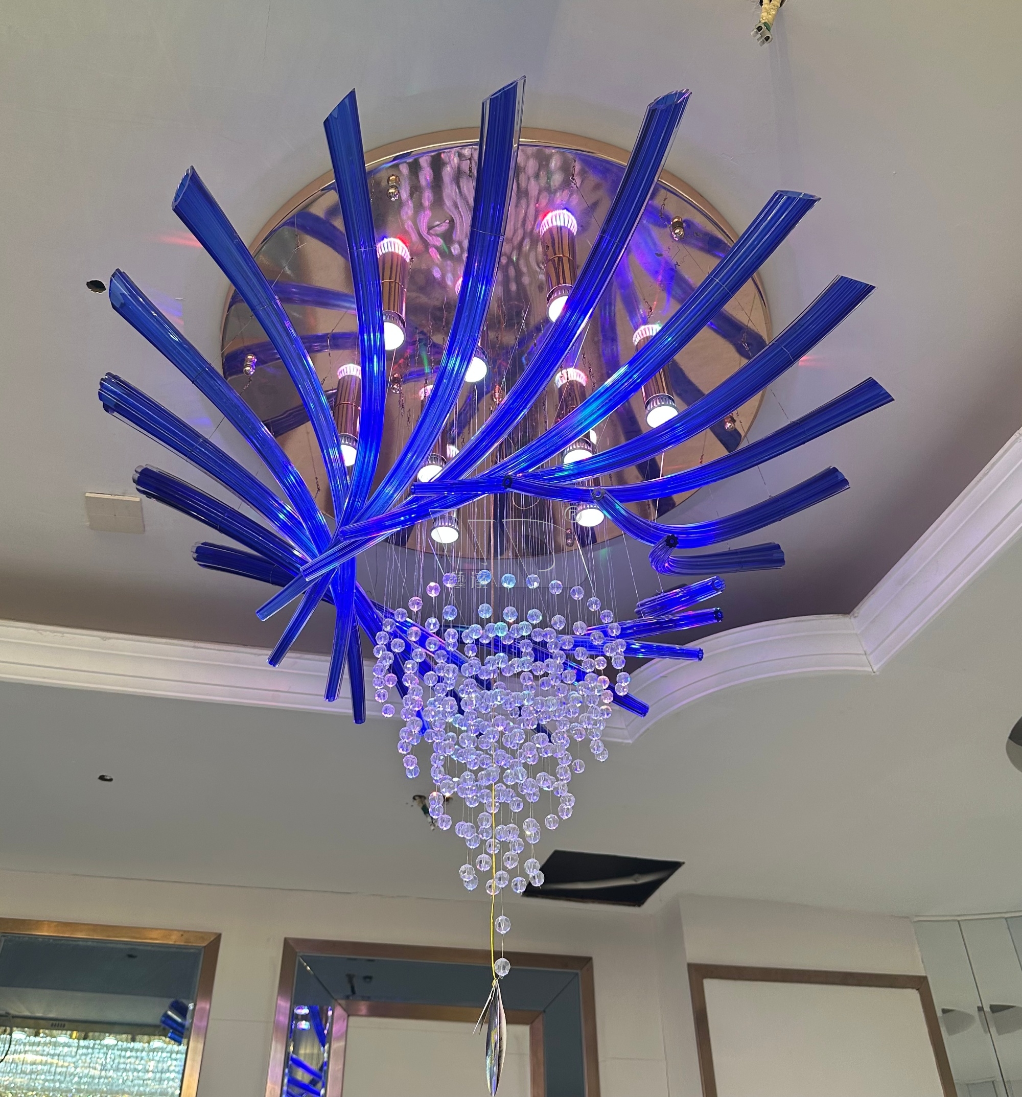 Blue Firework Burst Crystal Chandelier