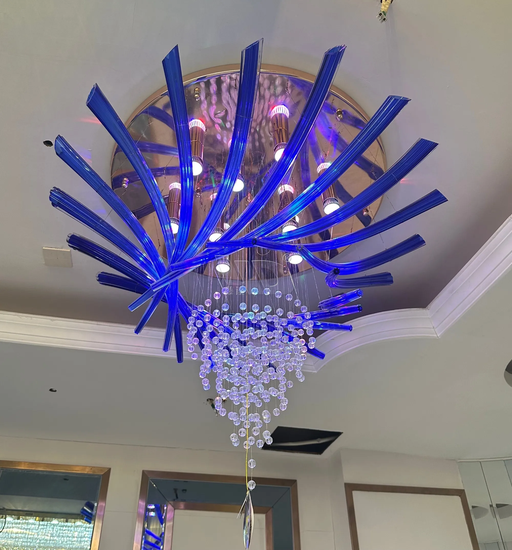 Blue Firework Burst Crystal Chandelier